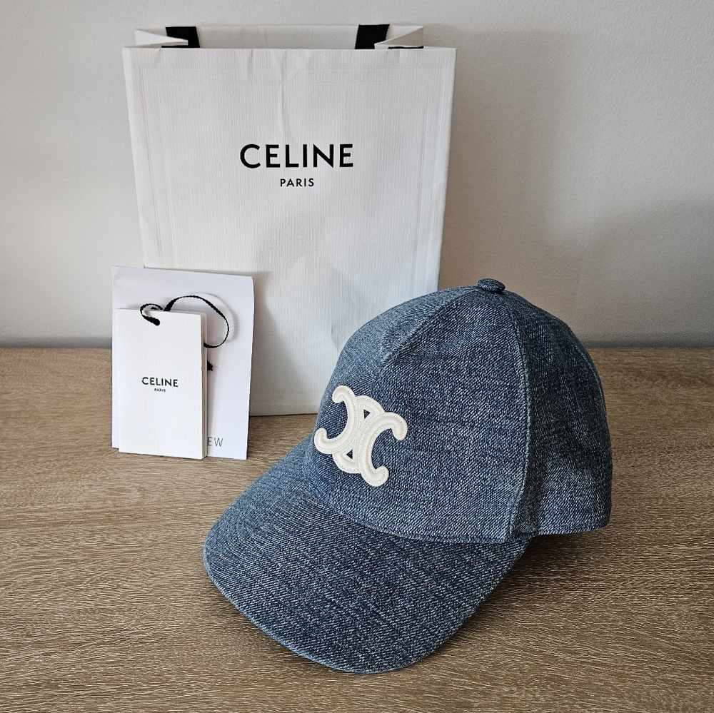 Celine Blue Denim Cap